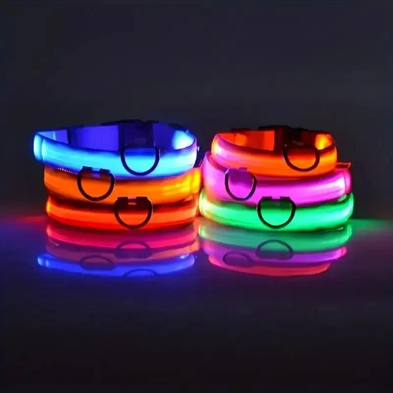 LED-Hundehalsband - Leuchtendes Sicherheits-Nylonhalsband für Spaziergänge bei Nacht