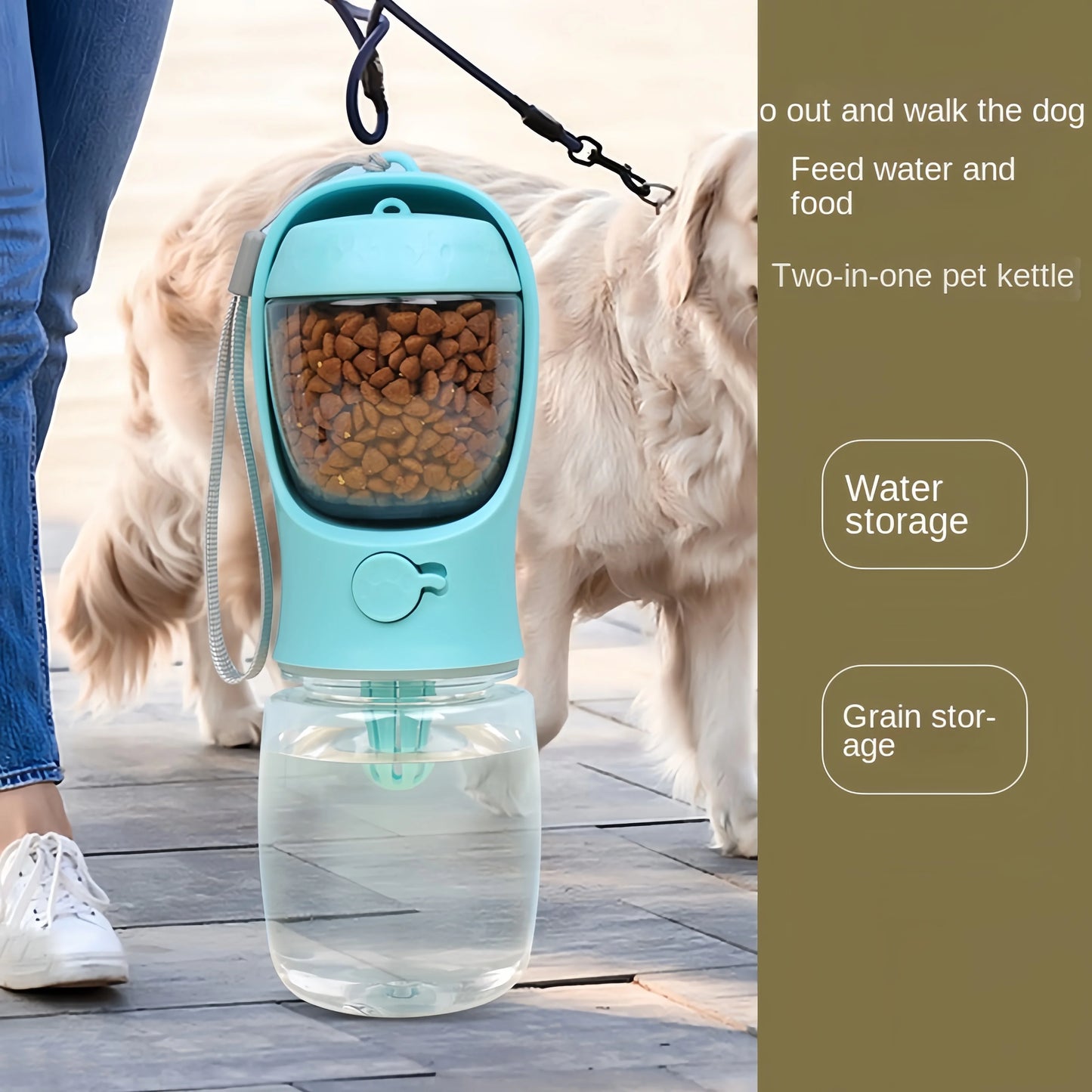 Tragbare Trinkflasche mit Futterbehälter - für Hunde & Katzen unterwegs