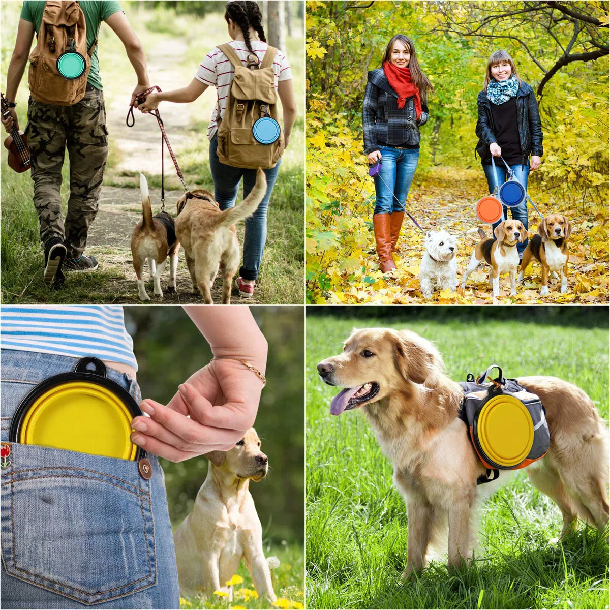 Faltbarer Reisenapf aus Silikon - mit Karabiner für Hunde & Katzen