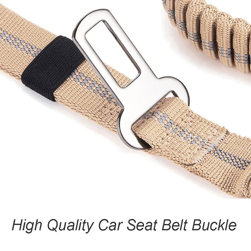 Reflektierende, stoßdämpfende Bungee-Hundeleine mit Auto-Sicherheitsgurt & Schnellverschluss