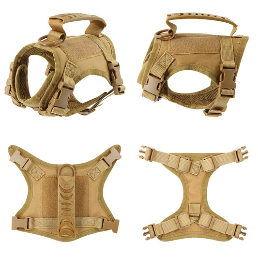 Taktische Hundegeschirr mit MOLLE-System & Schnellverschluss - verstellbar & gepolstert