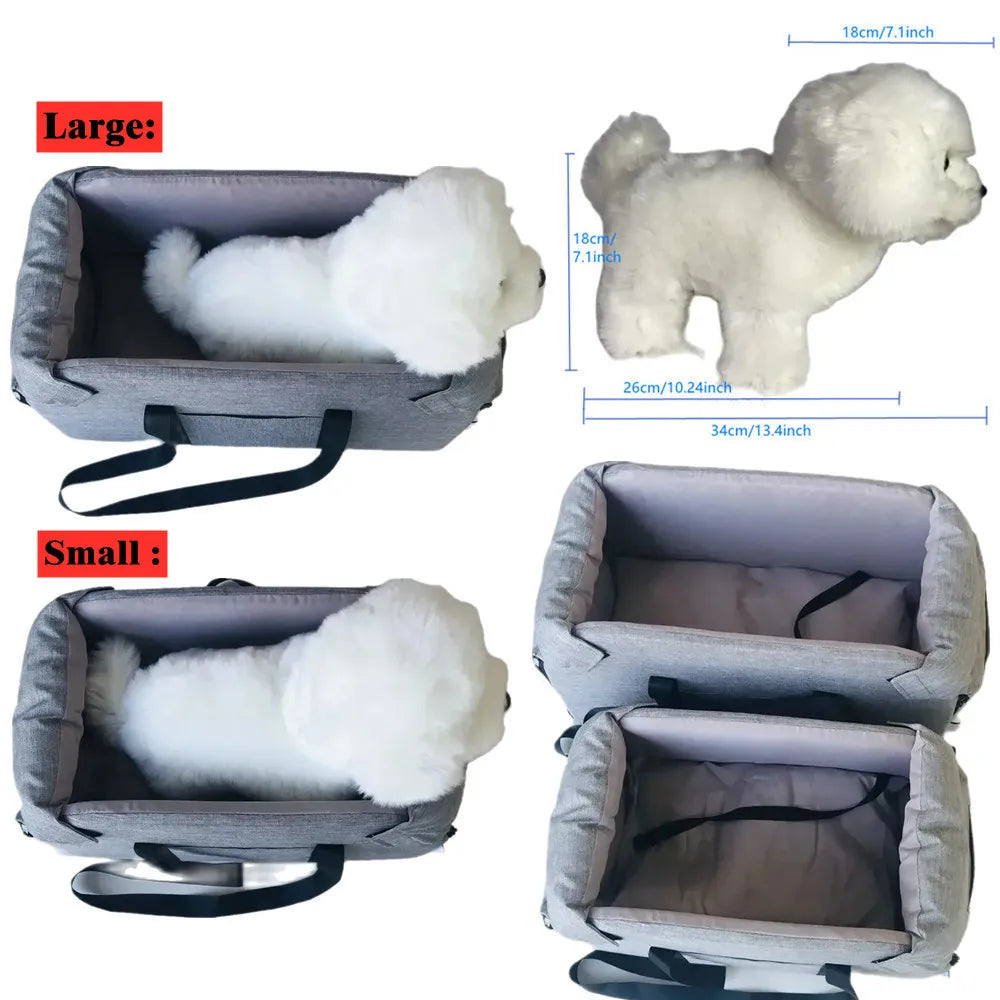 Tragbares Auto-Hundebett - waschbar & sicher für kleine Hunde & Katzen