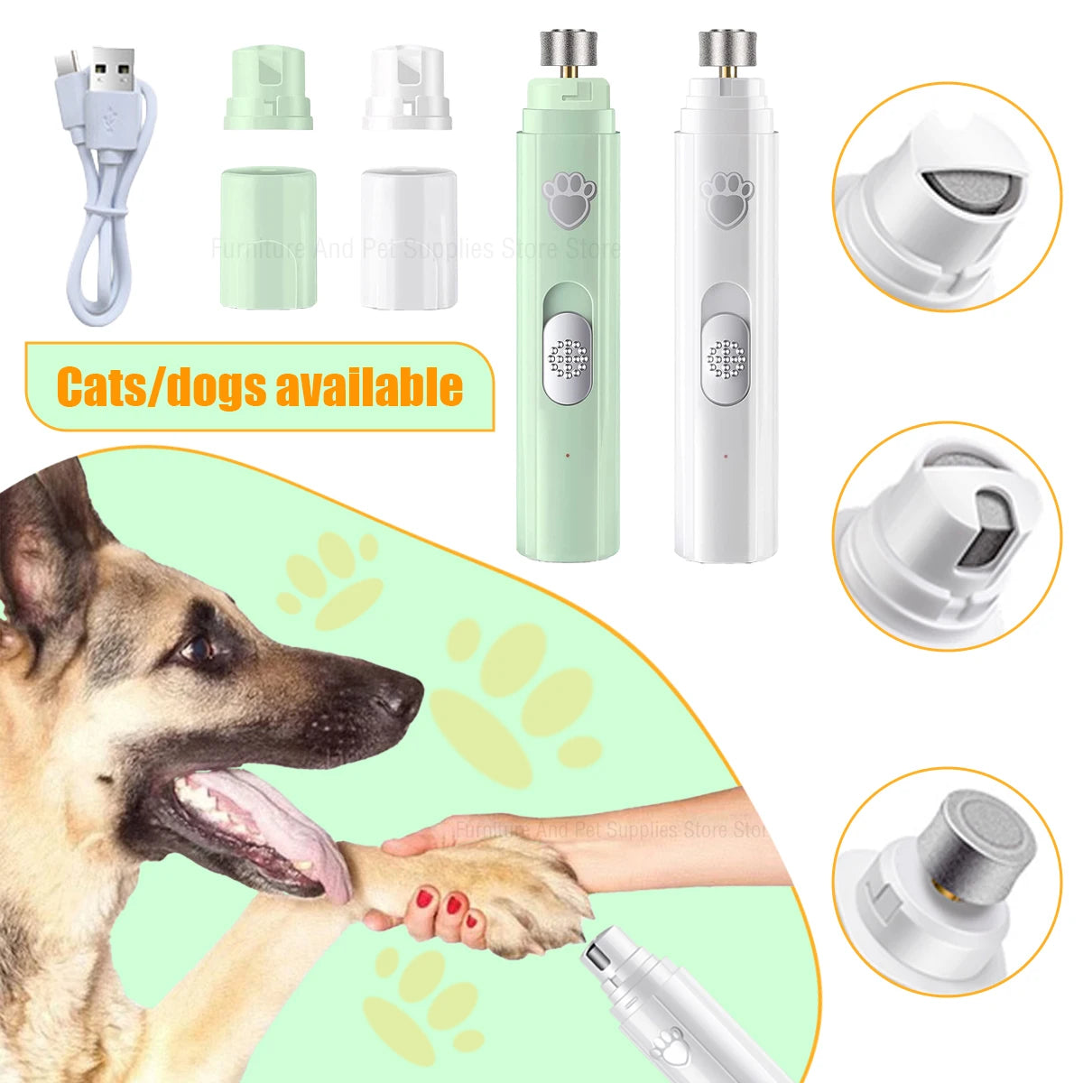 Elektrischer Krallenschleifer für Hunde - Leise & Wiederaufladbar mit LED & 2 Geschwindigkeiten
